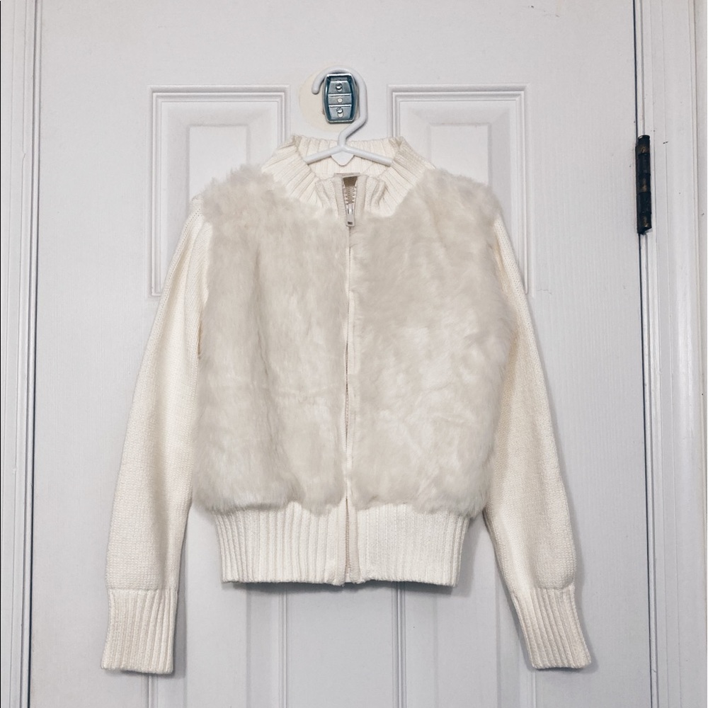 Gymboree • Furry Knit Sweater Vest Cream Girls Size Small NWT